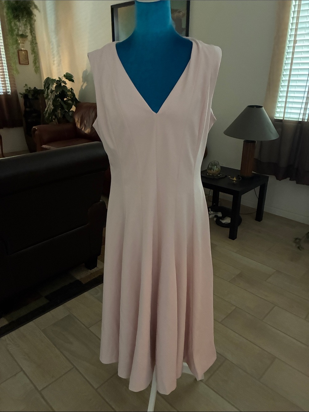 Calvin Klein Soft Pink V-Neck A-Line Dress
